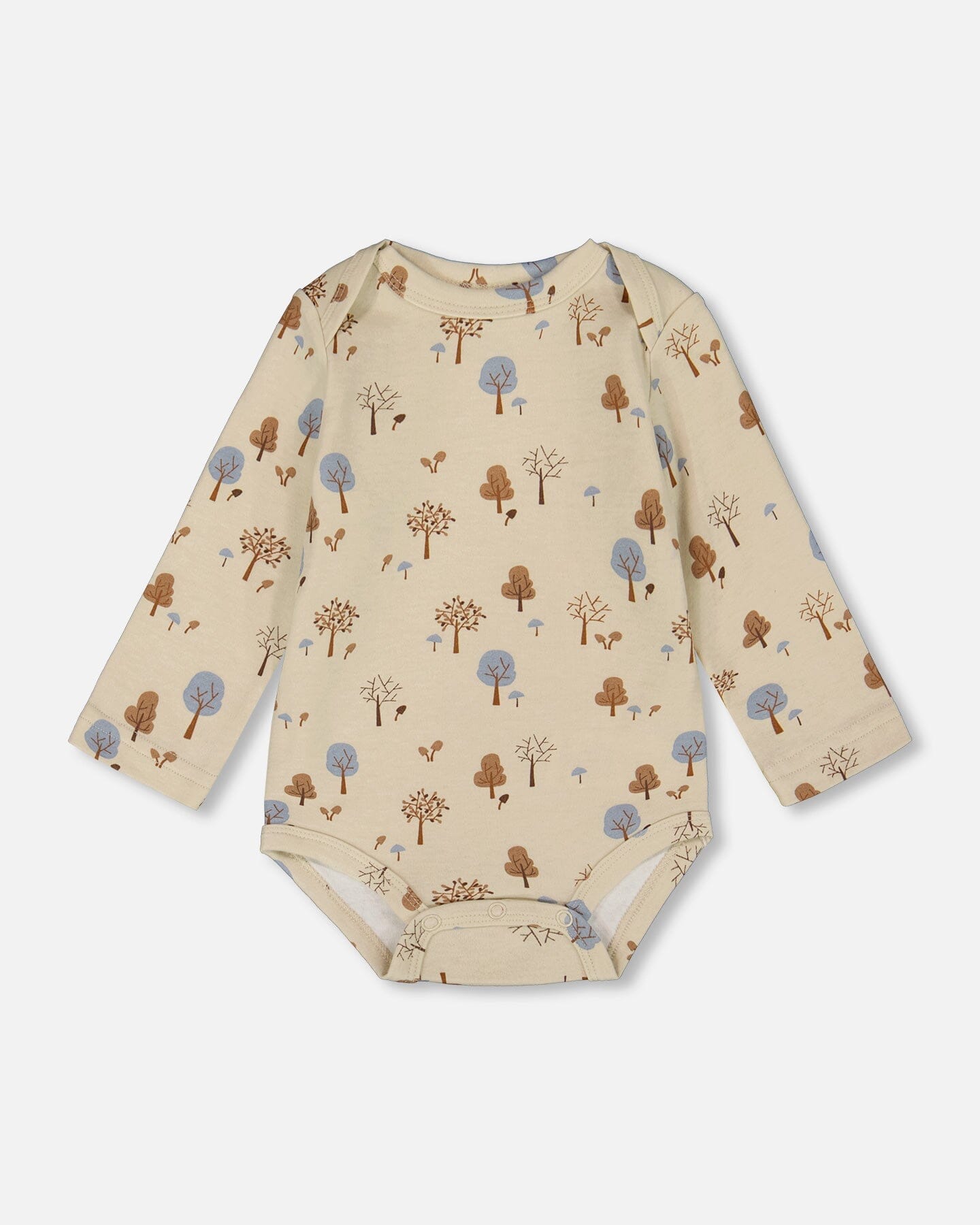 Grenouillère en coton bio imprimé arbre beige