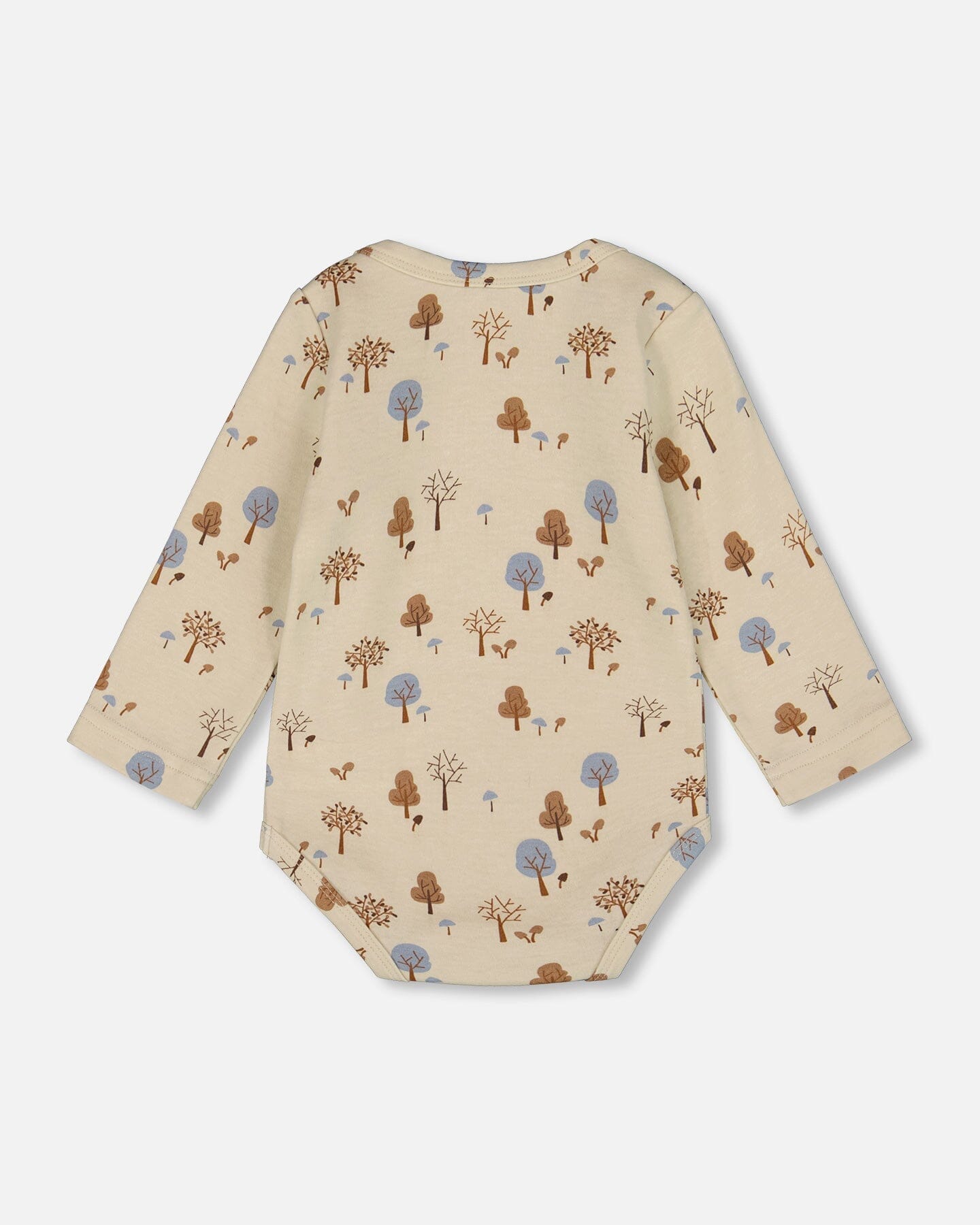 Grenouillère en coton bio imprimé arbre beige