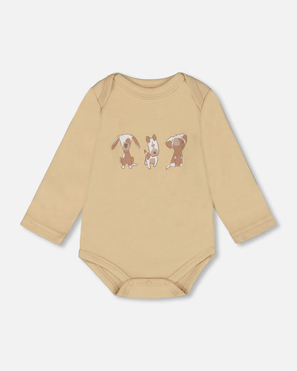 Grenouillère en coton biologique caramel clair