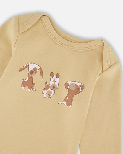 Grenouillère en coton biologique caramel clair