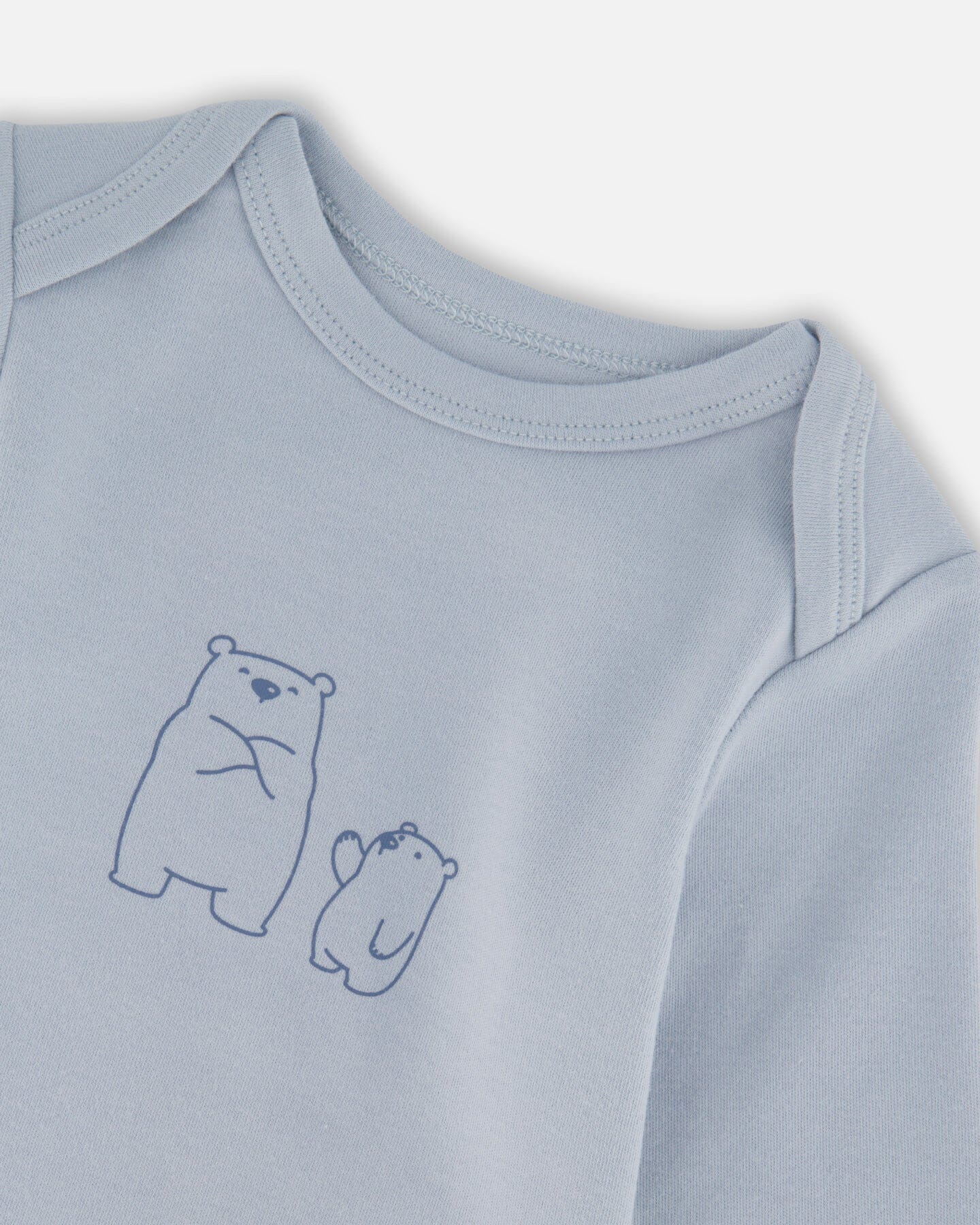 Ensemble body et salopette en coton biologique à motif feuilles bleues