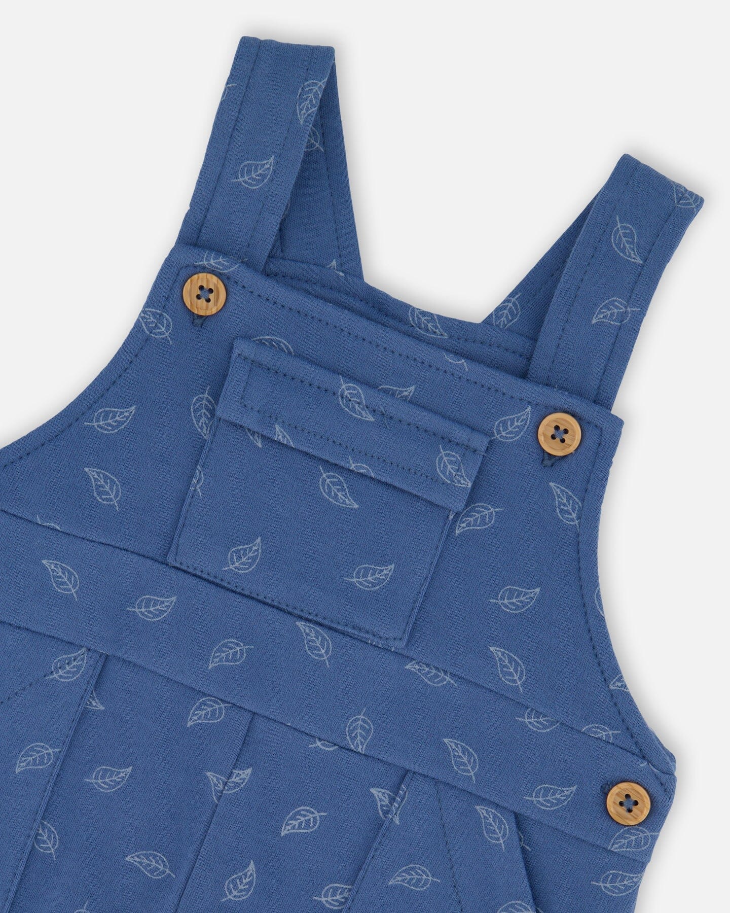 Ensemble body et salopette en coton biologique à motif feuilles bleues