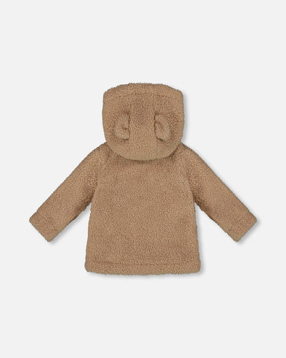 Sherpa Bear Hooded Zip Jacket Brown