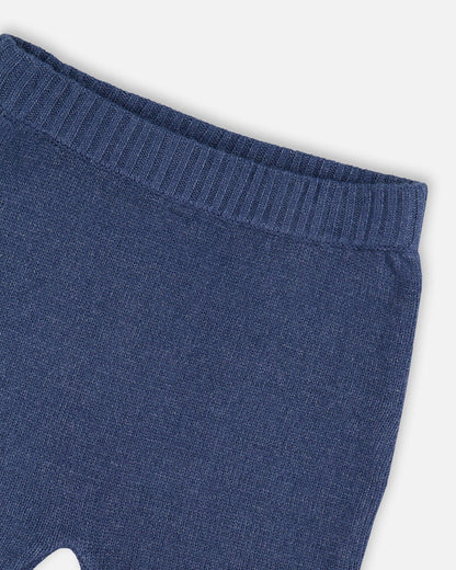 Knitted Jacquard Sweater And Pant Set Blue Gray With Bears