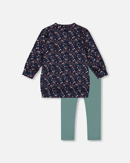 Ensemble Tunique et Legging Fleuri Bleu Marine