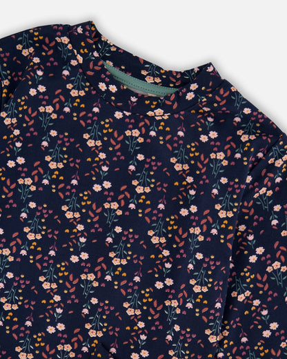 Ensemble Tunique et Legging Fleuri Bleu Marine