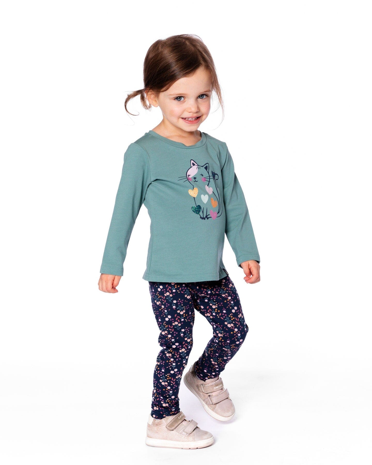 Legging en jersey marine fleuri
