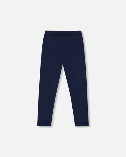 Legging en jersey de coton bio bleu foncé à motifs chats