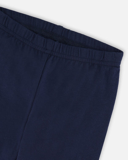 Legging en jersey de coton bio bleu foncé à motifs chats