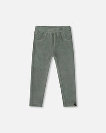Tregging en velours stretch vert jade