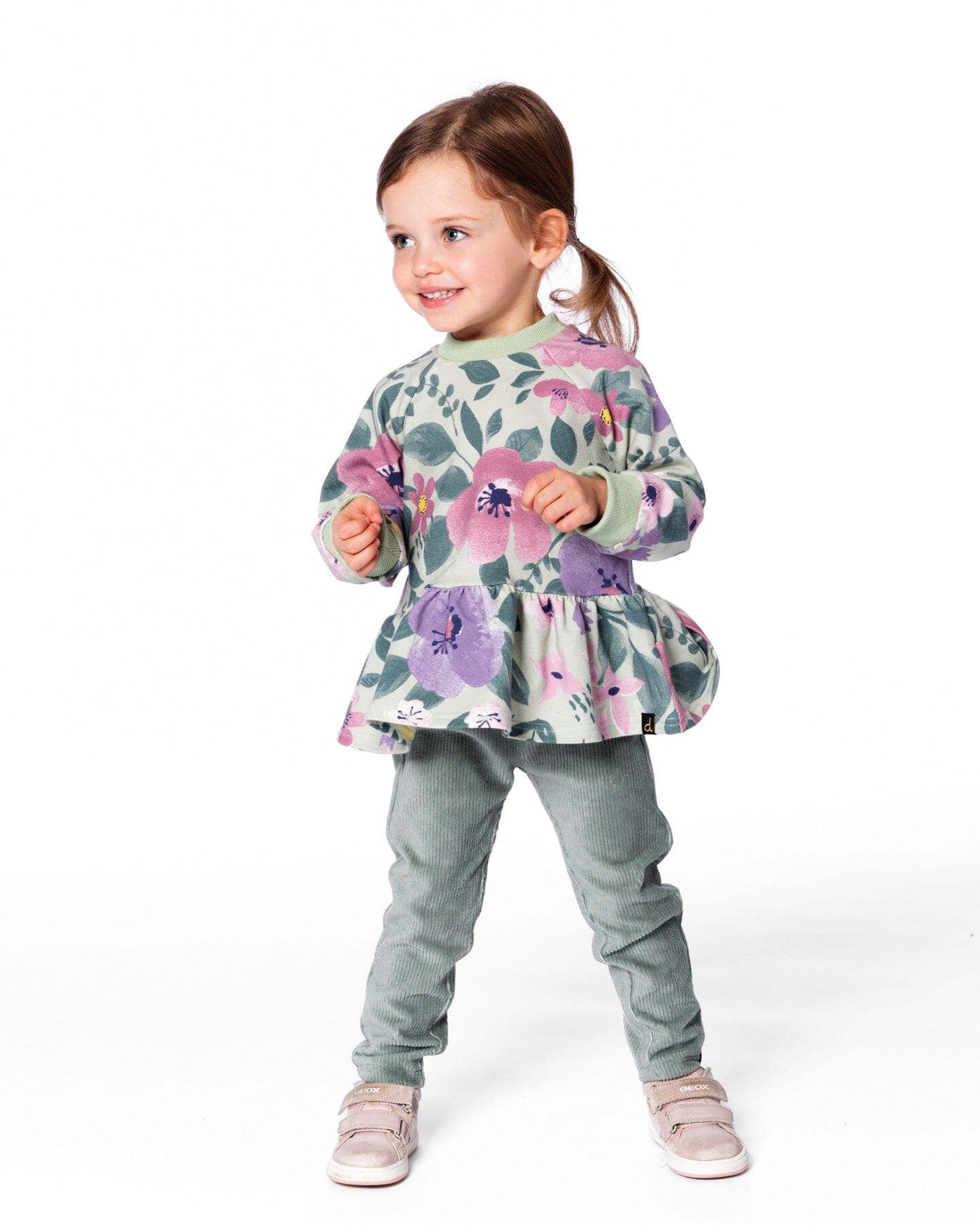 Sweat-shirt polaire extensible floral sauge