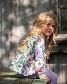 Sweat-shirt polaire extensible floral sauge