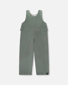 Salopette superposée en velours extensible coloris vert jade