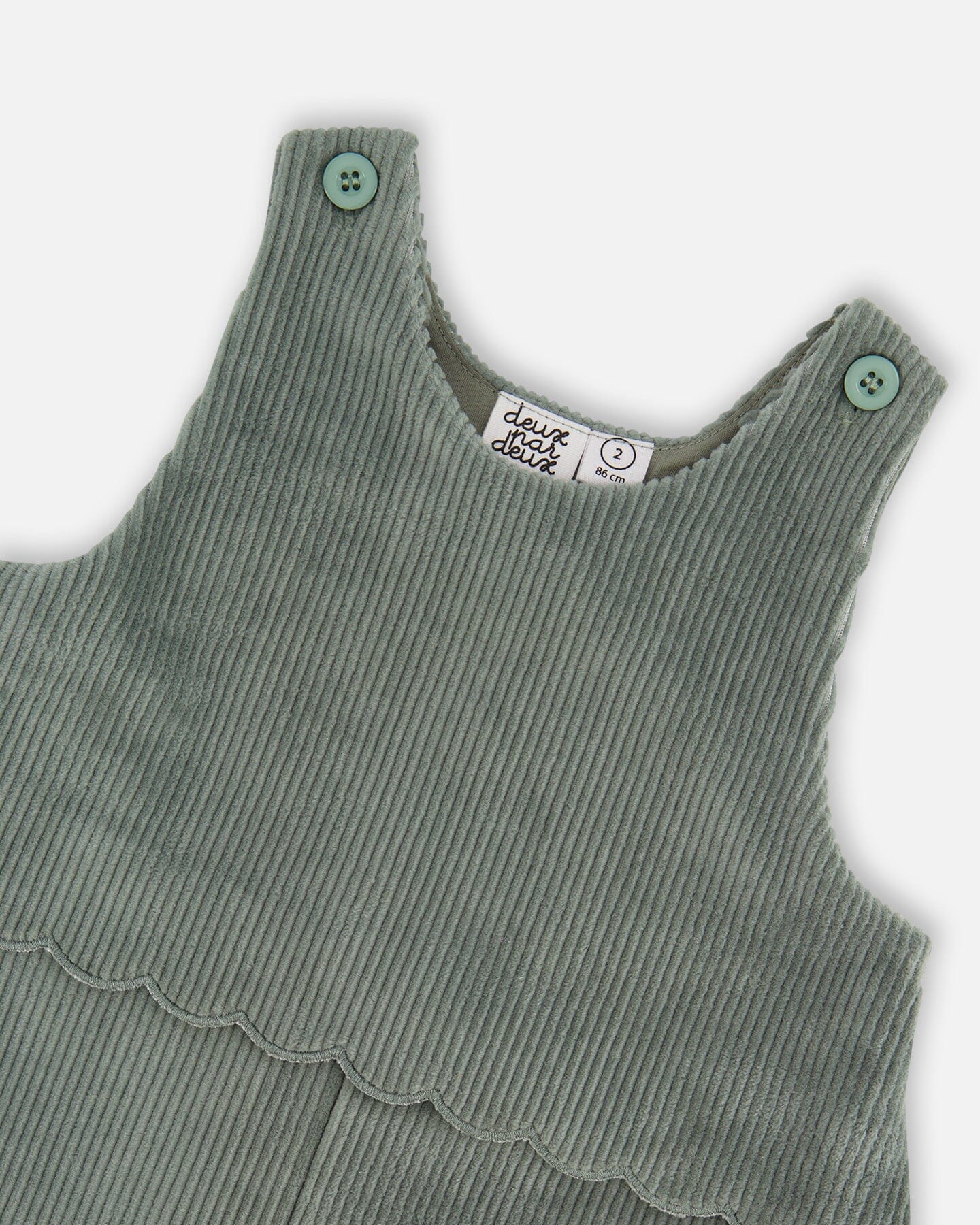 Salopette superposée en velours extensible coloris vert jade