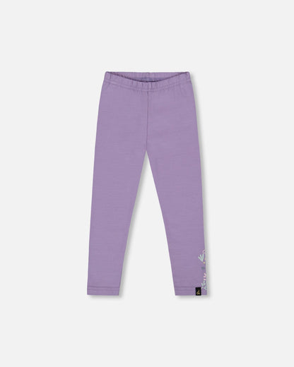Legging en jersey de coton biologique gris violet avec détails floraux