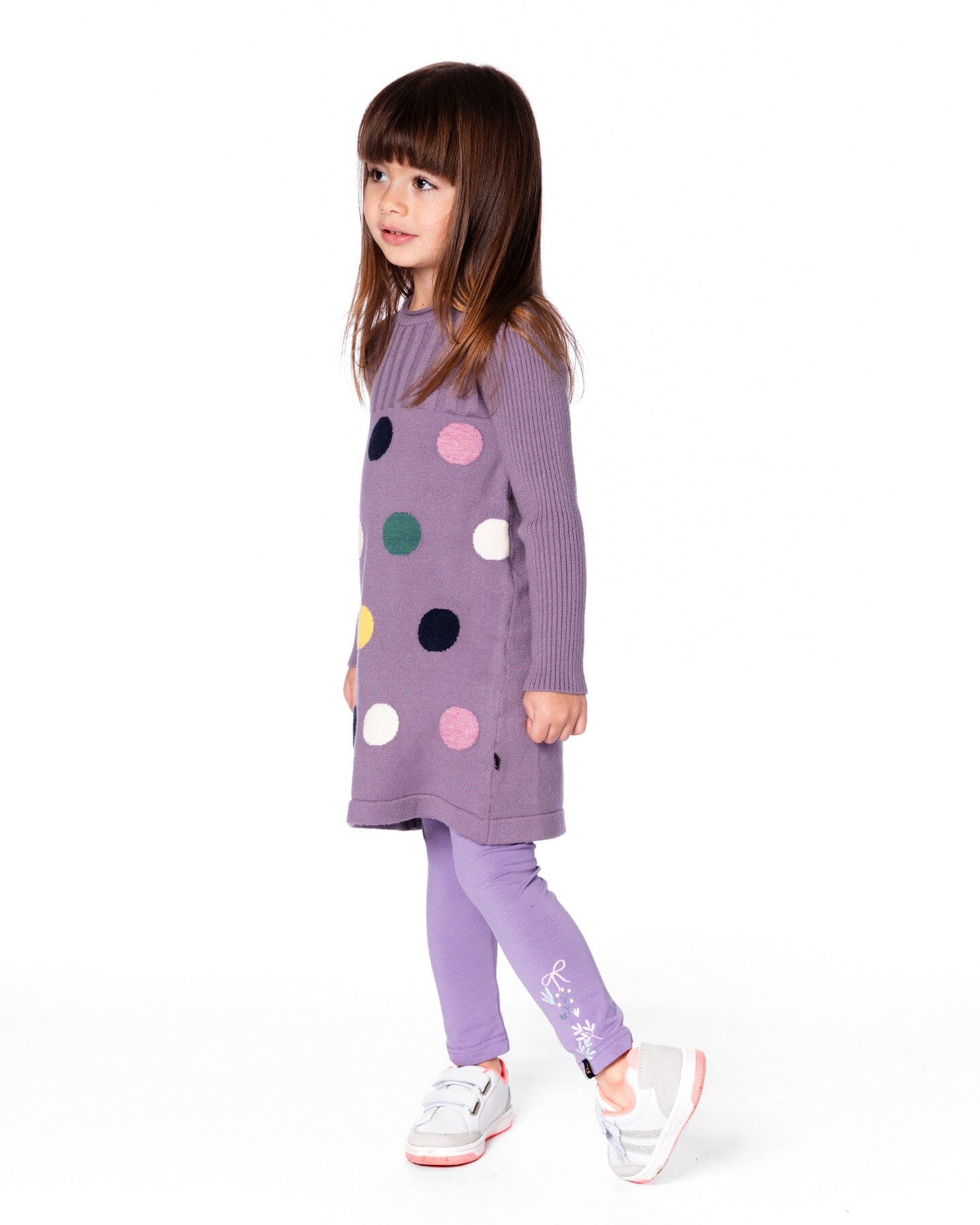 Legging en jersey de coton biologique gris violet avec détails floraux