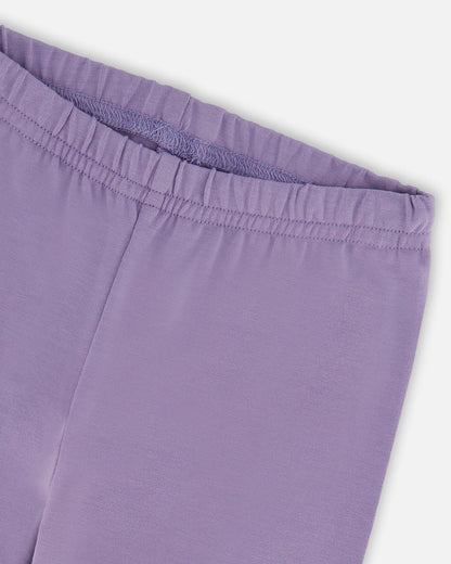 Legging en jersey de coton biologique gris violet avec détails floraux