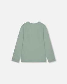 Haut en jersey de coton biologique vert jade avec hibou