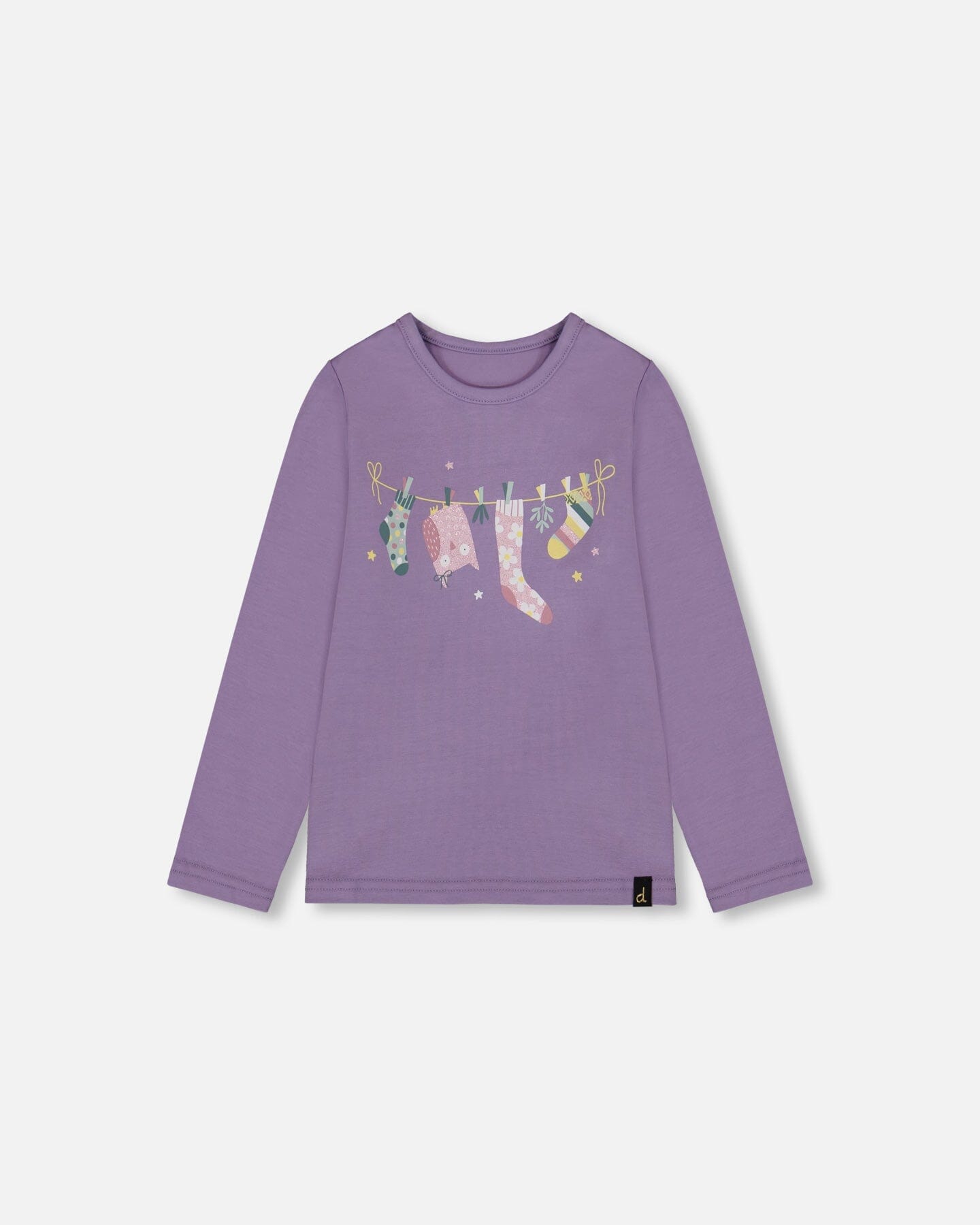 Haut en jersey de coton bio gris-violet avec hibou