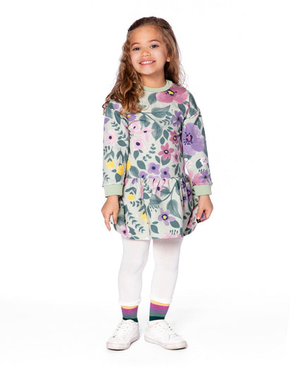 Robe polaire extensible motif floral sauge
