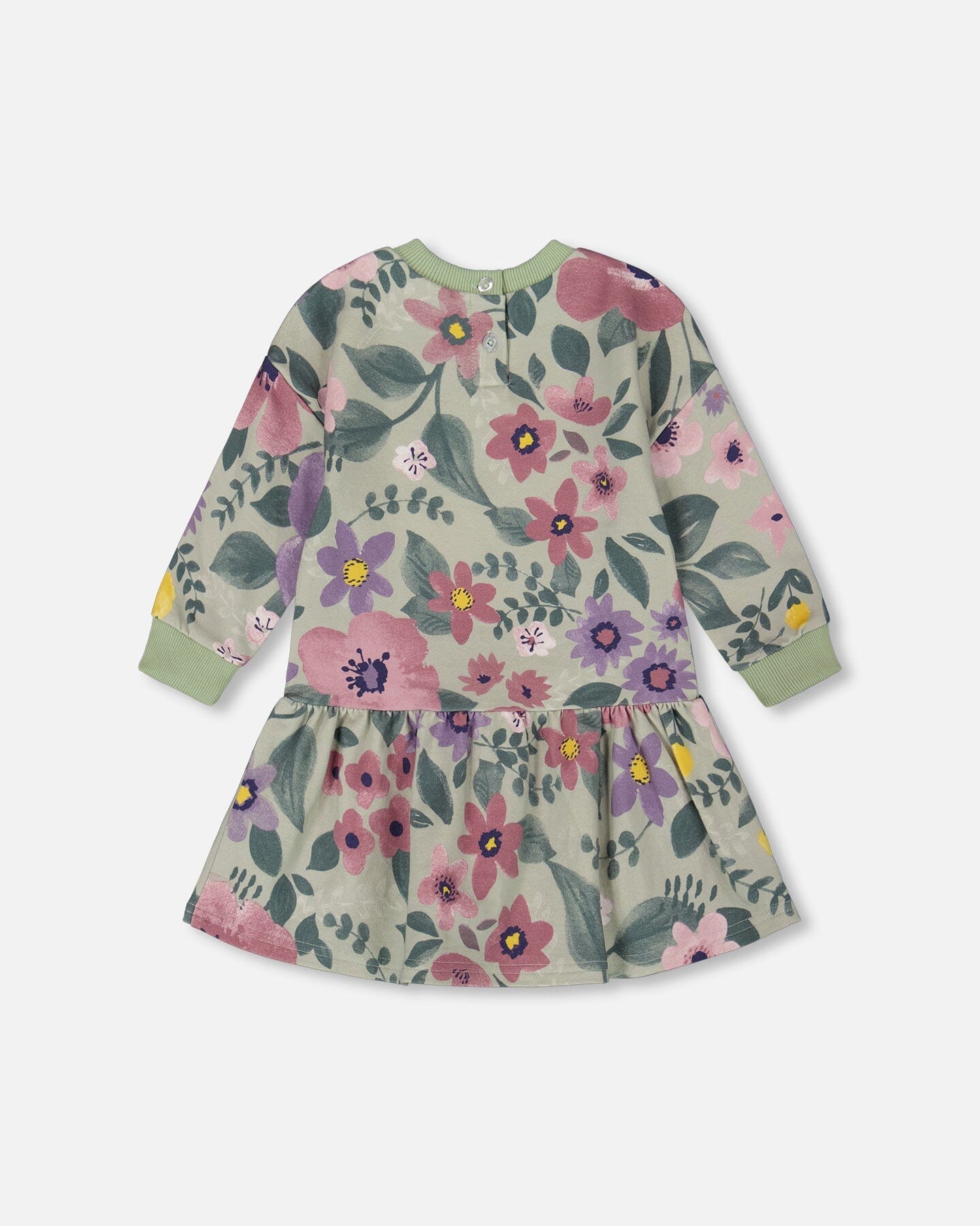 Robe polaire extensible motif floral sauge