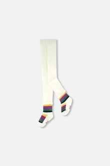 Striped Footed Knit Tights Off-White