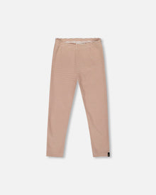 Legging nervuré rayé beige et blanc cassé