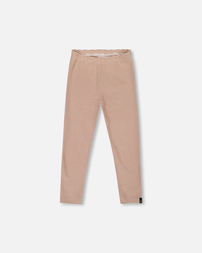 Rib Striped Leggings Beige And Off-White