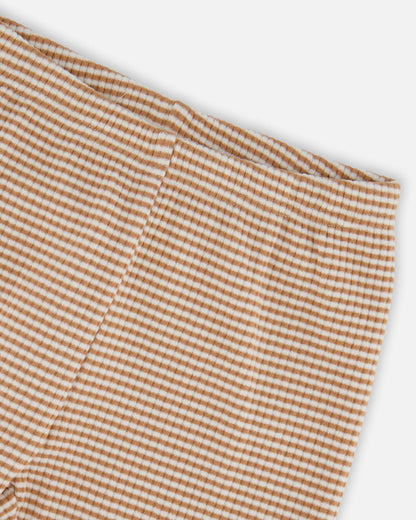 Rib Striped Leggings Beige And Off-White