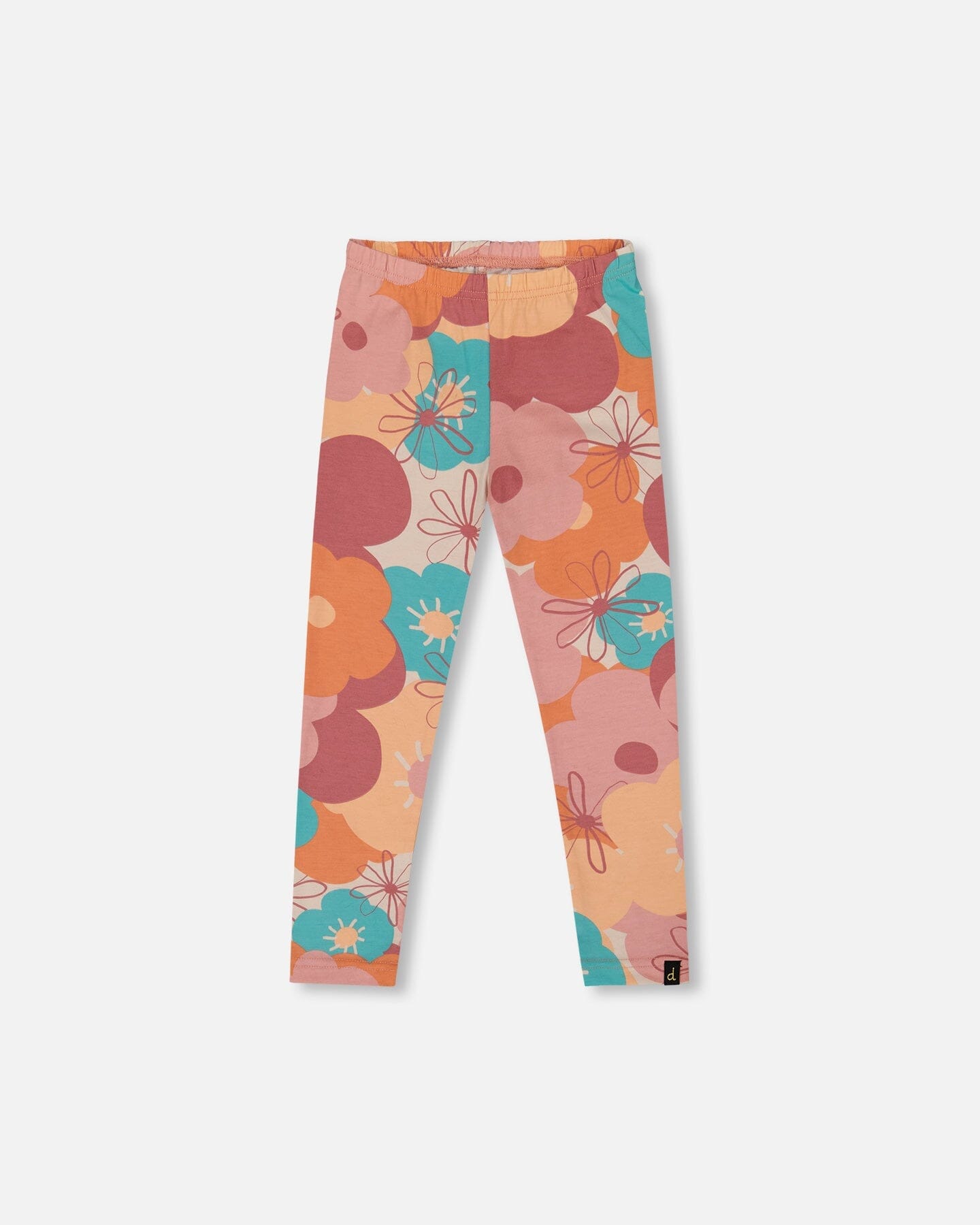 Legging en jersey de coton biologique à motif floral corail