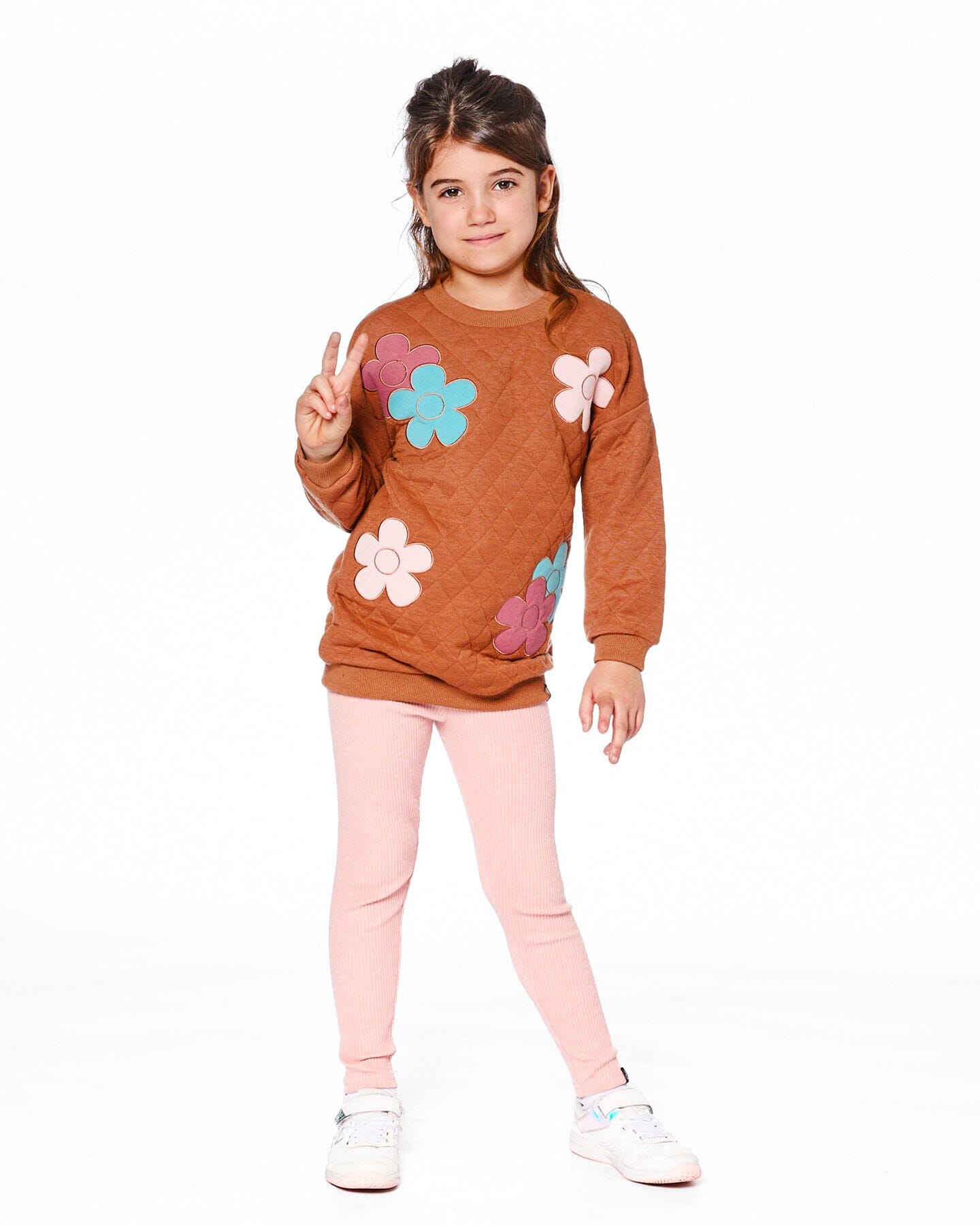 Quilted Tunic Mocha With Flowers
