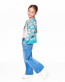 Cardigan en maille boutonnée bleu turquoise