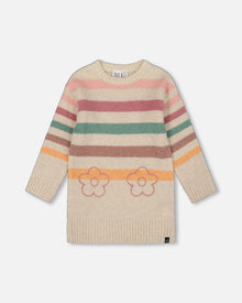 Knitted Tunic Off-White With Stripes