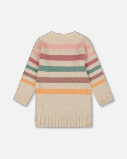 Knitted Tunic Off-White With Stripes