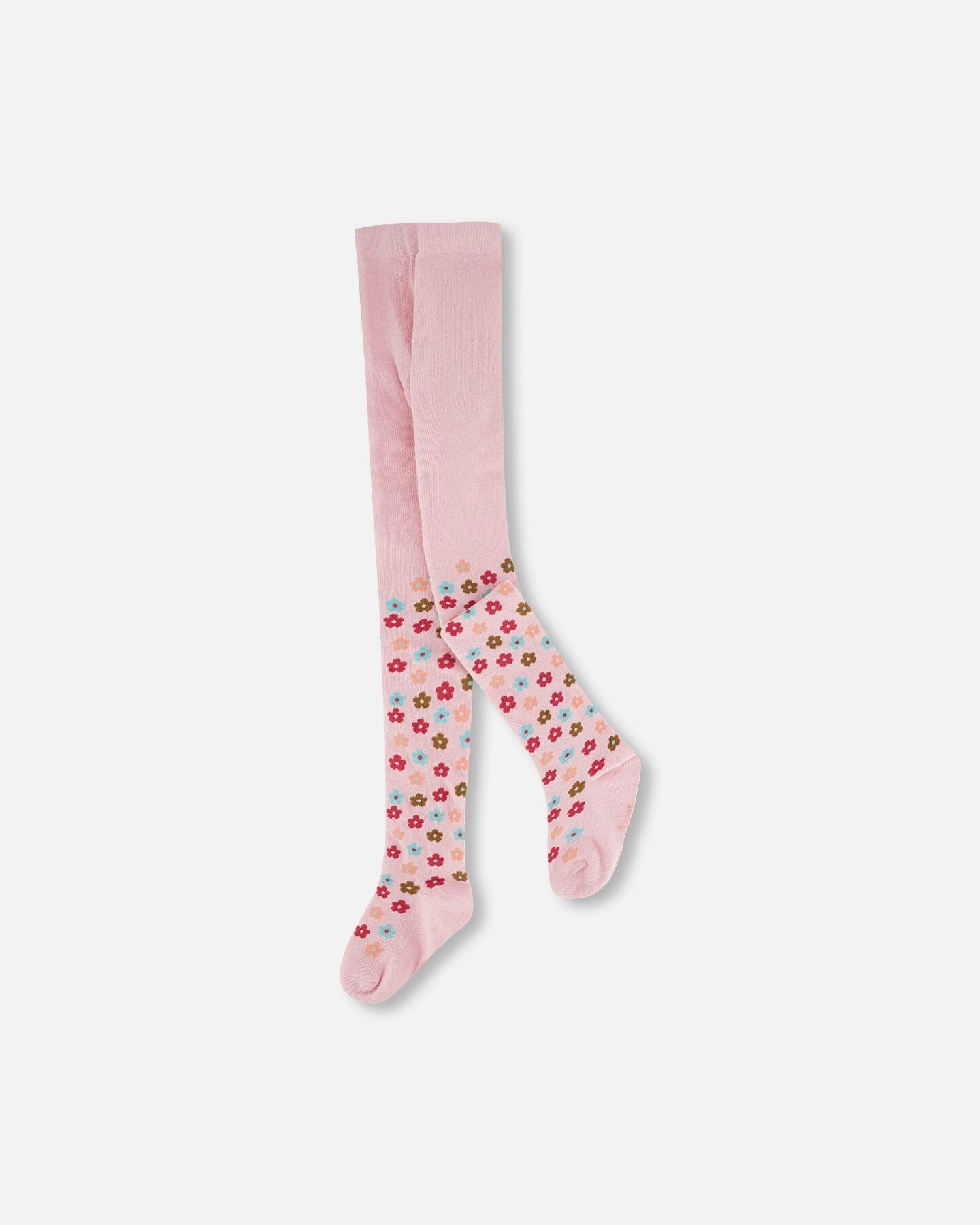 Collants tricotés rose clair à fleurs