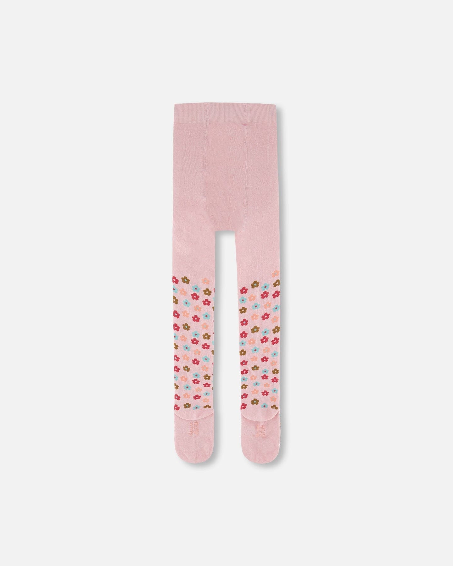 Collants tricotés rose clair à fleurs