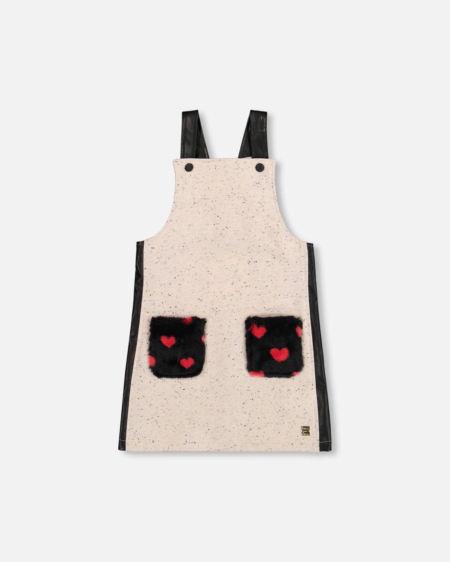 Robe Salopette Molleton Scintillante Beige et Noire