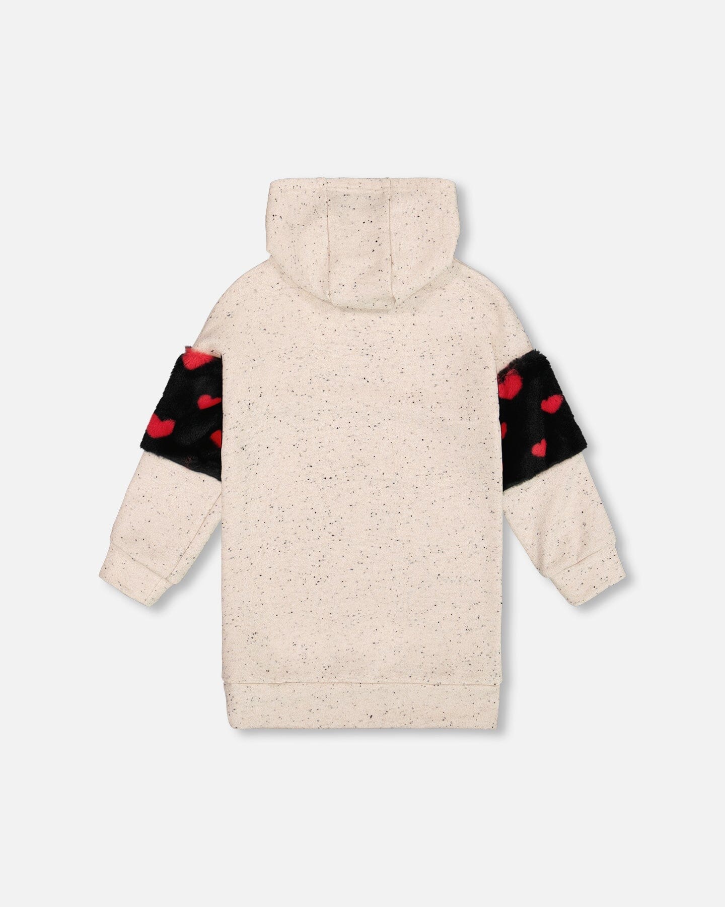 Robe à Capuche en Molleton Pailleté Beige avec Sac Cœur