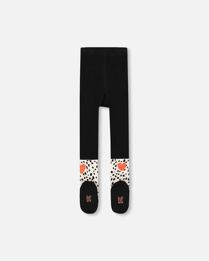 Collants Tricotés Noirs Motif Dalmatian