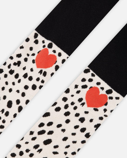 Collants Tricotés Noirs Motif Dalmatian