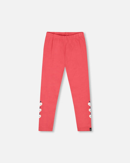 Organic Cotton Leggings Red With Apples