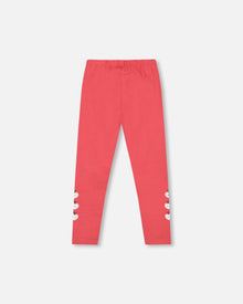 Organic Cotton Leggings Red With Apples