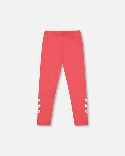 Organic Cotton Leggings Red With Apples