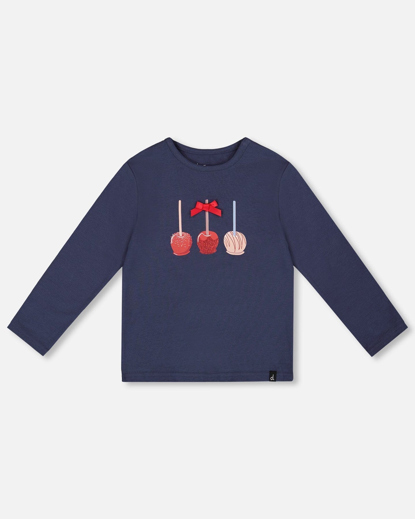 T-Shirt en Coton Biologique Bleu Marine Avec des Friandises aux Pommes