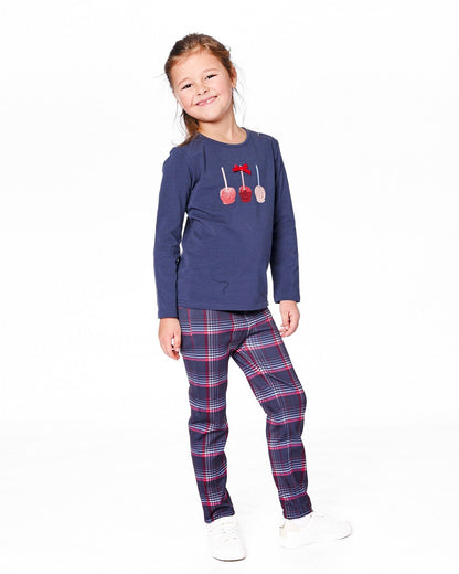 T-Shirt en Coton Biologique Bleu Marine Avec des Friandises aux Pommes