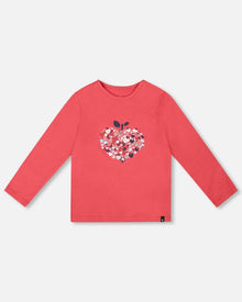 T-shirt en coton biologique rouge avec mini-pommes