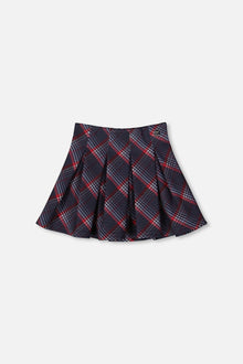 Pleated Milano Skirt Red And Navy Plaid