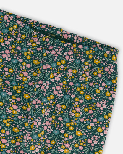 Leggings vert imprimé floral