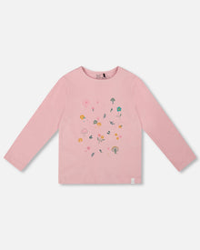T-shirt rose poudré à manches longues en coton biologique