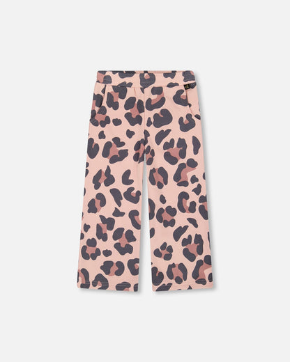 Pantalon de jogging ample en molleton French Terry léopard rose